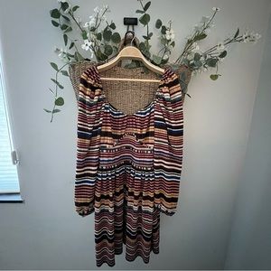 ZARA pleated multicolor long sleeve dress